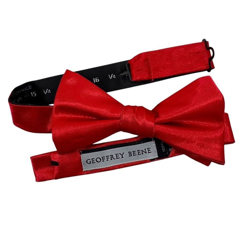 Geoffrey Beene Vibrant Red Satin Bow Tie